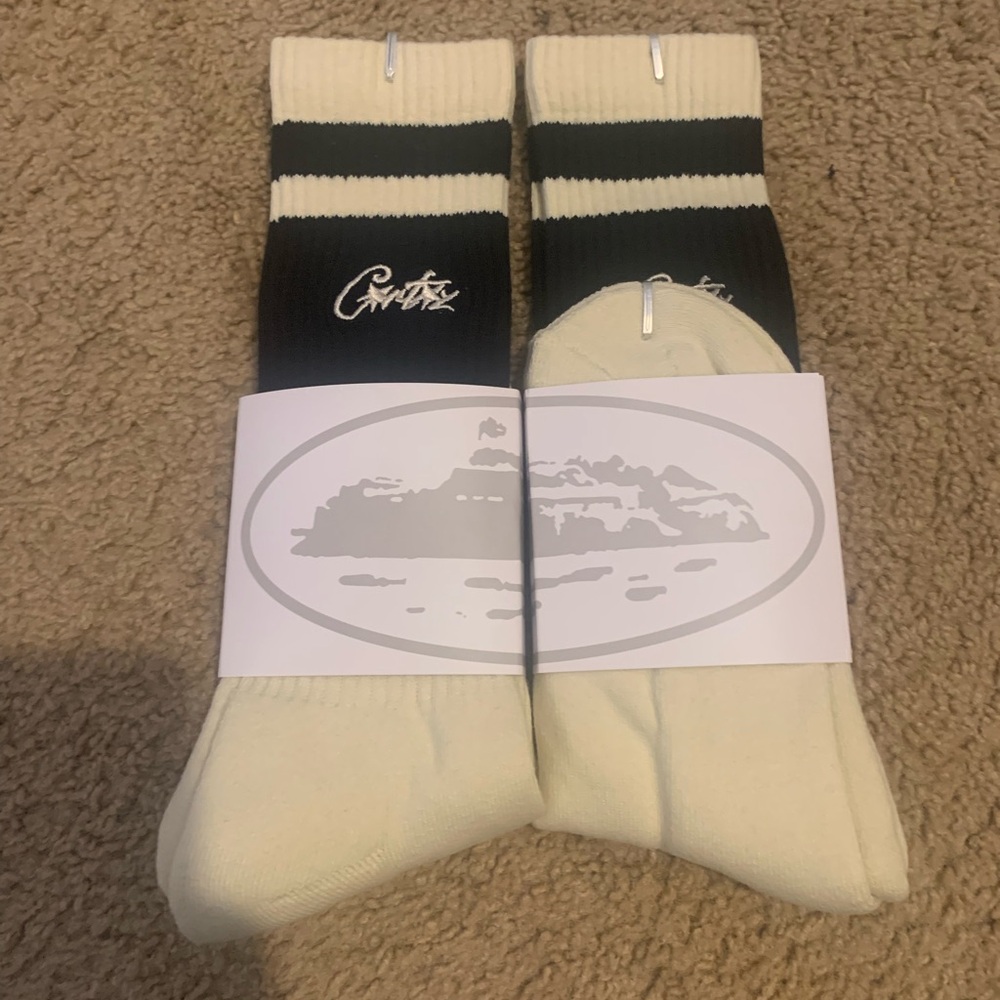 Corteiz Socks Cream, Brand New, Double Strip